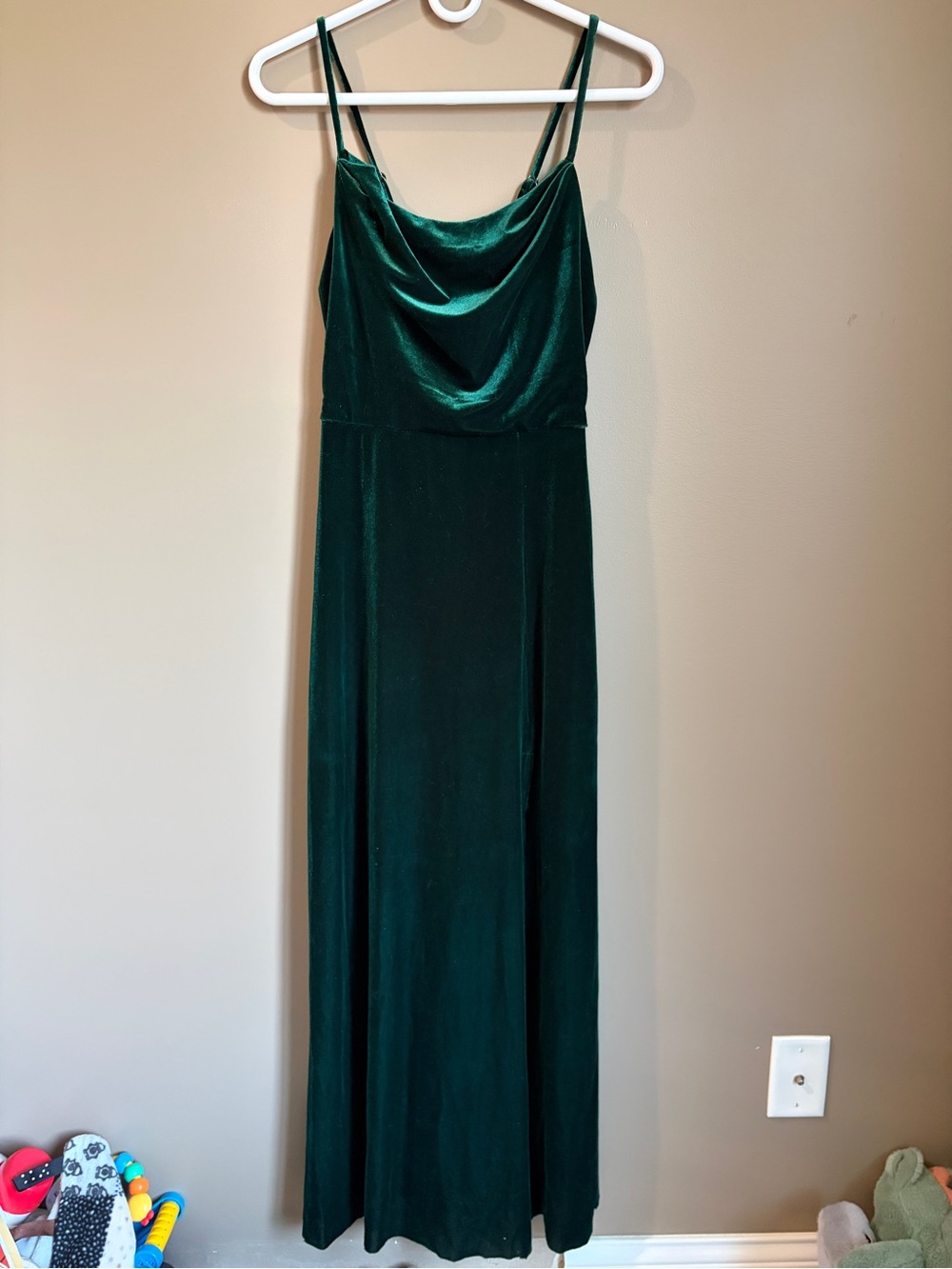 Birdy Grey Emerald Green Velvet Cowl Neck Maxi Dress